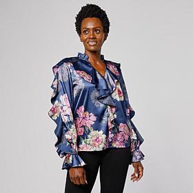 C Wonder Chiffon Drama Ruffle Blouse