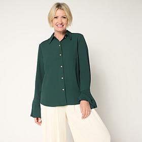 C Wonder Crepe Button-Up Blouse