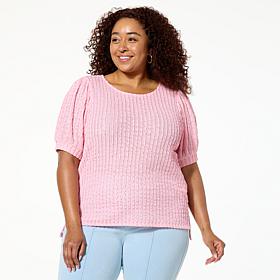 C Wonder Crepe Puff-Sleeve Top