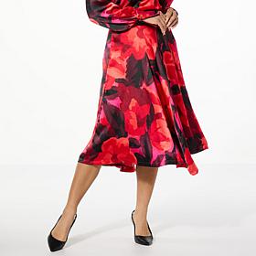 C Wonder Dutchess Satin A-Line Midi Skirt
