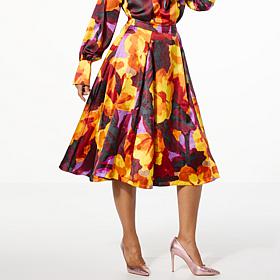 C Wonder Dutchess Satin A-Line Midi Skirt