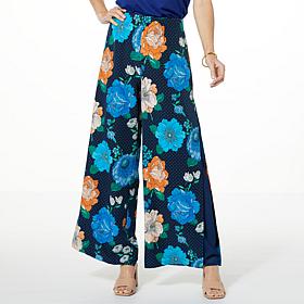 C Wonder Floral Crepe Wide Leg Gusset Pant 