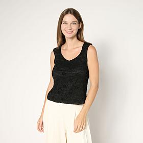 C Wonder Knit Lace V-Neck Tank