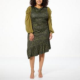 C Wonder Leopard-Print Travel Jersey Midi Dress