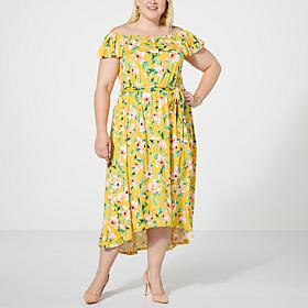 C Wonder On/Off the Shoulder Flounce Dress