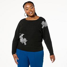 C Wonder Reversible Lace Dolman Sweater