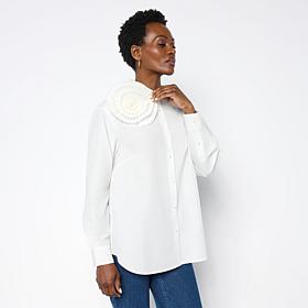 C Wonder Rosette Detail Pleated Shirt
