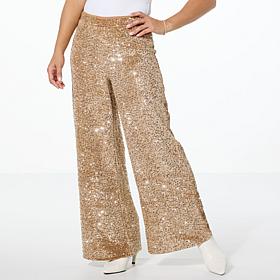 C Wonder Sequined Velvet Wide Leg Flare Pant