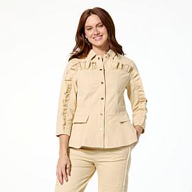C Wonder Stretch Twill Ruffled Peplum Jacket