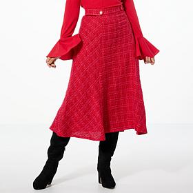 C Wonder Tweed A-Line Midi Skirt