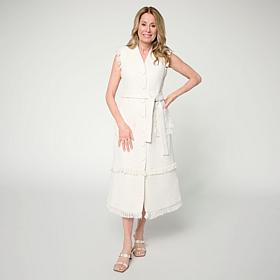 C Wonder Tweed Fringe Trim Vest Dress