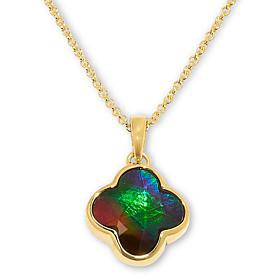 Canadian Ammolite Gems Ammolite Triplet Clover-Shaped Pendant w/Chain