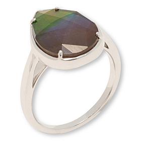 Canadian Ammolite Gems Multicolor Pear-Shape Ring
