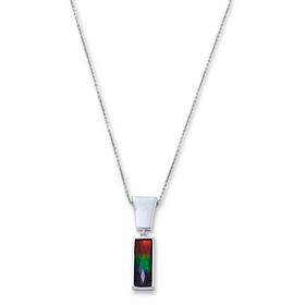Canadian Ammolite Gems Rectangular Ammolite Drop Pendant with Chain