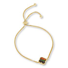 Canadian Ammolite Triplet Clover-Design Gold-Plated 10" Bolo Bracelet