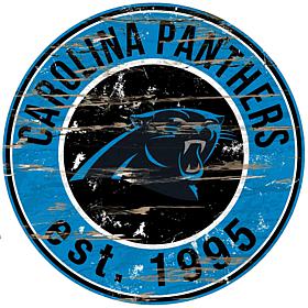 Carolina Panthers Round Distressed Sign