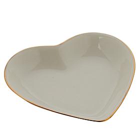 Ceramic Goldtone-Edged Heart-Shaped Jewelry Dish