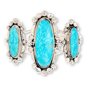 Chaco Canyon 3-Stone Kingman Turquoise Sterling Silver Cuff Bracelet