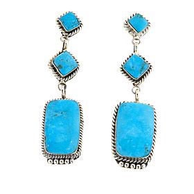 Chaco Canyon 3-Stone Turquoise Drop Sterling Silver Earrings