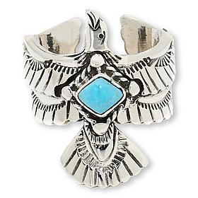 Chaco Canyon Campitos Turquoise Thunderbird Adjustable Ring