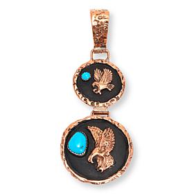 Chaco Canyon Copper Turquoise Double "Eagle" Disc Pendant