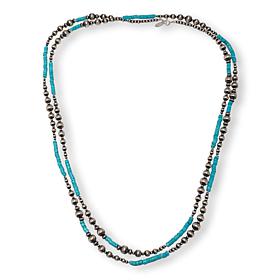 Chaco Canyon Sleeping Beauty Turquoise and "Navajo Pearl" 60" Necklace