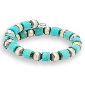 Chaco Canyon Sleeping Beauty Turquoise and Silver Bead Wrap Ring