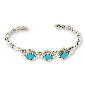 Chaco Canyon Sterling Silver 3-Stone Campitos Turquoise Cuff Bracelet