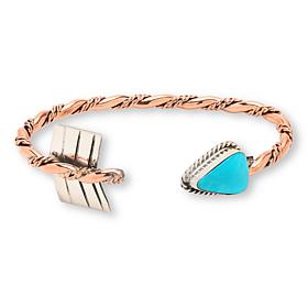 Chaco Canyon Sterling Silver & Copper Turquoise Arrow Cuff Bracelet