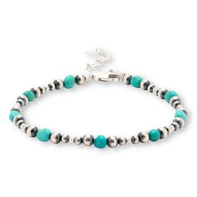 Chaco Canyon Sterling Silver Kingman Turquoise Bead Bracelet