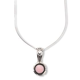 Chaco Canyon Sterling Silver Pink Conch Circle Pendant with 18" Chain