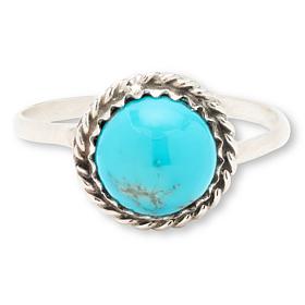 Chaco Canyon Sterling Silver Sleeping Beauty Turquoise Round Ring