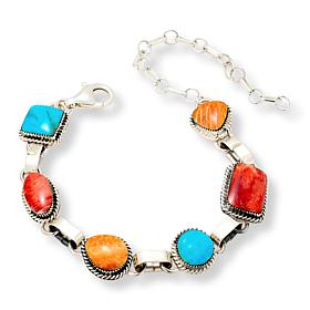 Chaco Canyon Sterling Silver Turquoise and Multi Spiny Oyster Bracelet