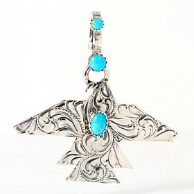 Chaco Canyon Sterling Silver Turquoise Thunderbird Charm/Pendant