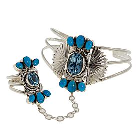 Chaco Canyon Turquoise and Swiss Blue Topaz Princess Cuff and Ring