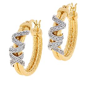 Charles Garnier 2-Tone CZ Braided Double Hoop Earrings