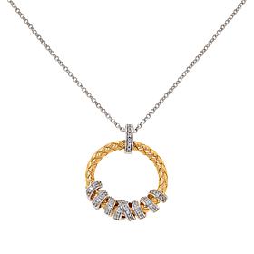 Charles Garnier Two-Tone CZ Braided Circle Pendant with Chain