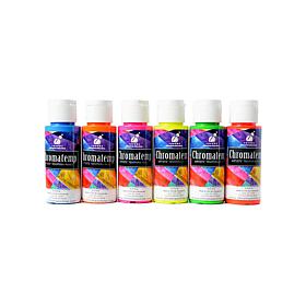 Chroma Inc. ChromaTemp Artists' Tempera Fluorescent Paint Set of 6