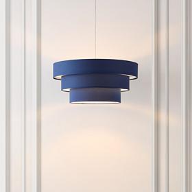 Clelia 20" Navy/White Fabric/Iron Extendable Pendant