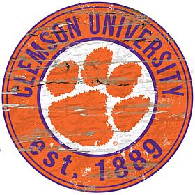 Clemson University Distressed Round Sign