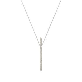 Colleen Lopez .62ctw Pavé Diamond Sterling Silver Bar Pendant w/Chain