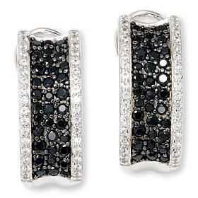 Colleen Lopez Black Spinel and White Zircon Half Hoop Earrings