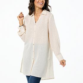 Colleen Lopez Button-Front Sequin Tunic