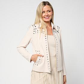 Colleen Lopez Crepe Knit Jacket with Stud Detail