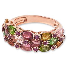 Colleen Lopez Exotic Colored Gemstone 3-Row Ring
