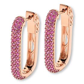 Colleen Lopez Exotic Gemstone Sterling Silver Paperclip Hoop Earrings