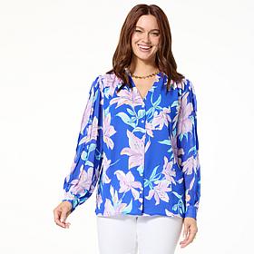 Colleen Lopez Floral Printed Button-Down Blouse