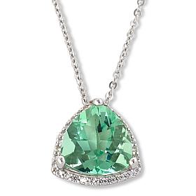 Colleen Lopez Fluorite and White Zircon Trilliant Pendant with Chain