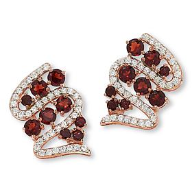 Colleen Lopez Gemstone and White Zircon Ribbon Swirl Stud Earrings