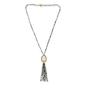 Colleen Lopez Gemstone Bead Tassel Drop 28" Necklace